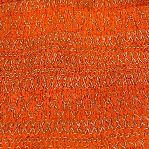 Free People Smock It To Me Embroidered Orange Elastic Tube Tank Top Large - Picture 6 of 9